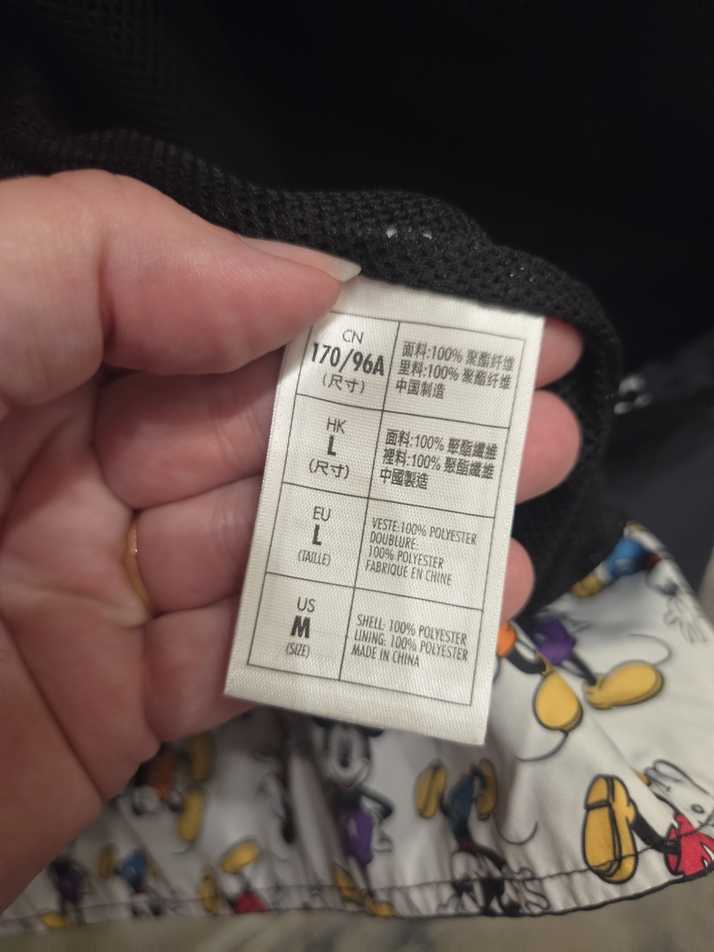 Disney Unisex Black Mickey Windbreaker Rain Jacket - Picture 8 of 9